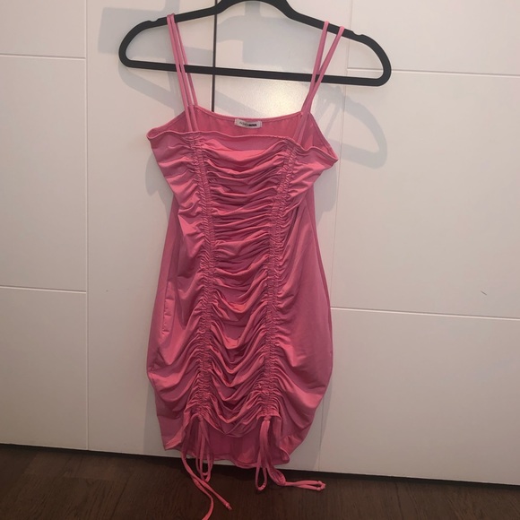 Fashionnova Ruched Bodycon Minidress (Neon pink) - Picture 1 of 3